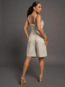 Vixey Summer Casual Commuter Striped Bermuda Shorts, Business Casual Woman, Office Outfit