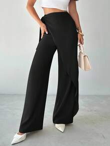 Firerie 休闲裹腰系带阔腿裤，适合日常穿着 - 黑色 - 查看 4