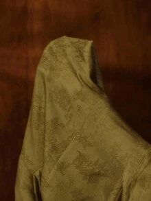 Anewsta 女士橄榄绿半透明梭织串珠优雅经典宽松衬衫，复古富贵，端庄得体，春季款 - 軍綠色 - 查看 8