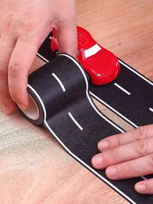 Cartoon Diy Road Rail Transit And Paper Tape Railway Road Tape Car Train Corner Sticker Home Decoration Sticker, Stickers, Wall Decal, Vinyl Decal For Home Decorations, Spring Decoration Items Refresh Your Home, Rama Decoration Stickers Gifts Birthday Graduation Back To School Room Decor School Supplies - Black and White - View 1