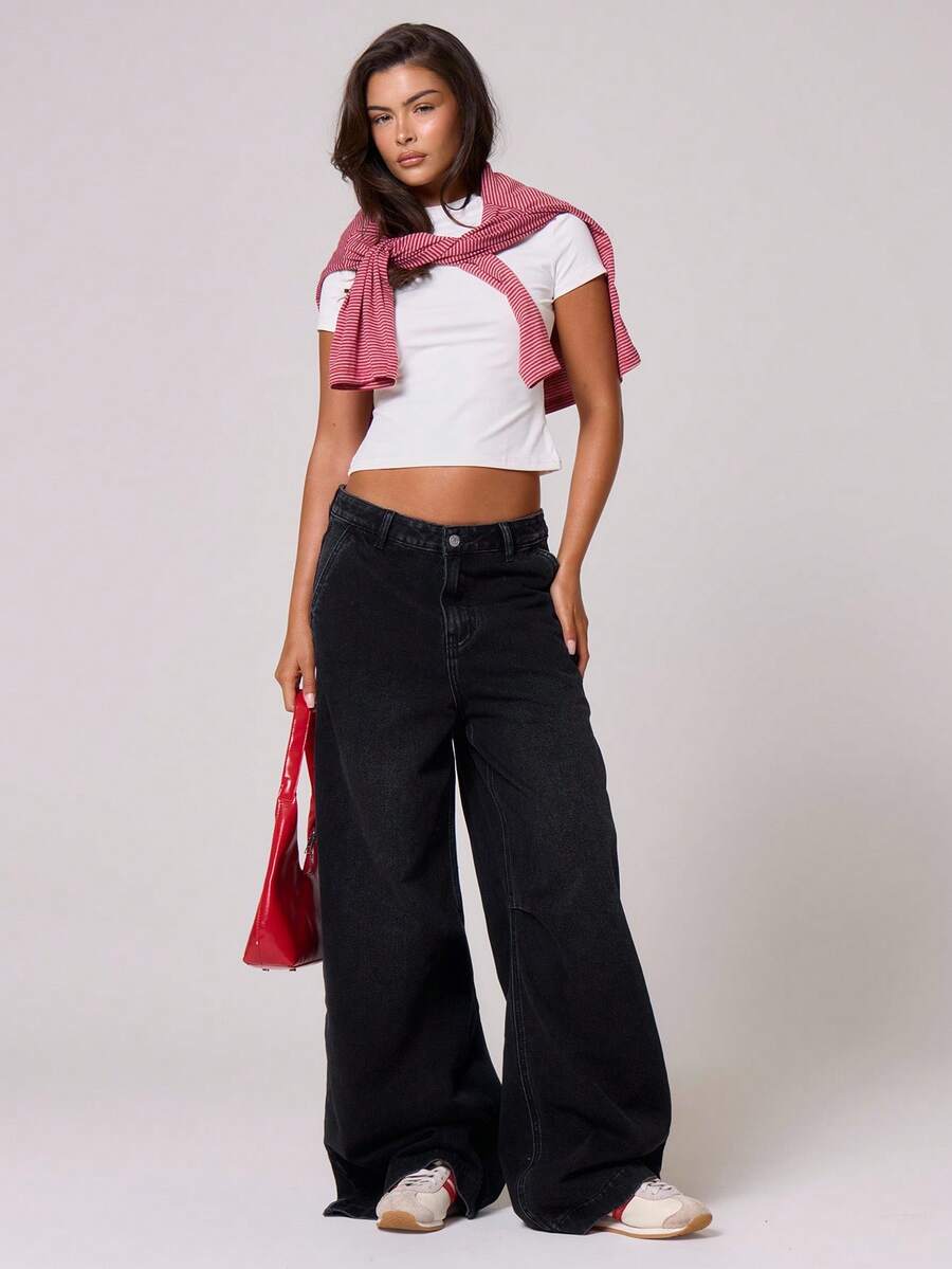 MUSERA Wash Vintage Denim Baggy Oversized Knee Darts Jeans Spring 90's Cute Summer Capsule 2.0 Concert Fall Winter Christmas Thanksgiving Chic