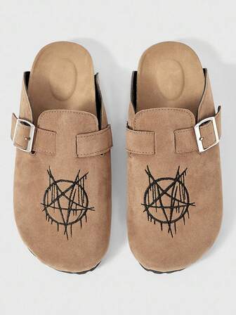 Grunge Punk Women's Mule Shoes, Punk Gothic Style Closed Toe Hollow Out Loafers, Soft Bottom Outdoor Flat Sandals