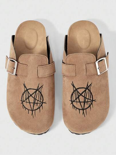 Grunge Punk Women's Mule Shoes, Punk Gothic Style Closed Toe Hollow Out Loafers, Soft Bottom Outdoor Flat Sandals