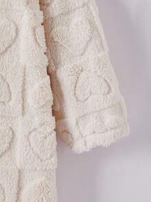SHEIN Explorewe Tween 女童心形装饰长袖连帽休闲羊毛夹克，秋冬 - 彩色 - 查看 4