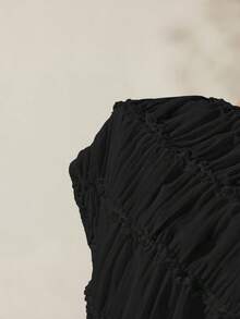 Easelle 2件套女士浪漫黑色露背低腰裙度假户外装黑色两件套女士度假装女士裙子套装两件套裙子百褶裙套装夏季2件套女士 - 黑色 - 查看 8