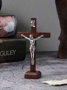 1 件手工木制十字架底座装饰，天然木色装饰，适用于客厅和家居万圣节装饰、返校墙面装饰、卧室窗帘圣诞装饰波西米亚风格房间装饰秋季装饰 - 原木色 - 查看 5