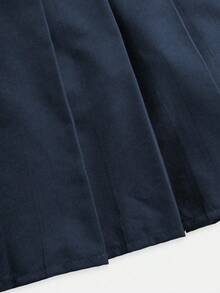 Sparklyn 女童百褶高腰裙，内置安全短裤，二合一裙裤，四季百搭，可搭配衬衫、T恤、Polo衫、连帽衫、夹克 - 藏蓝色 - 查看 4