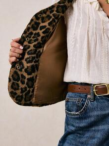 Poéselle 女式豹纹单排扣背心大衣