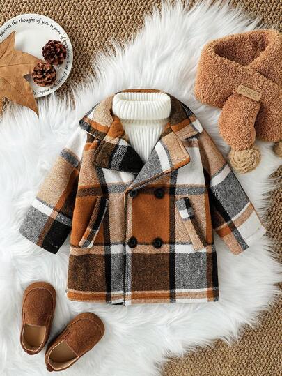 Souflis Souflis 男女宝宝优雅复古格子大衣，优雅复古格子服饰，婴幼儿服装，适合3个月至3岁儿童秋冬季穿着