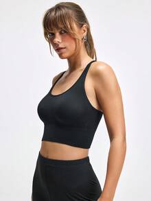 Áo ngực thể thao nâng ngực gợi cảm LOUNGEISTA dành cho nữ, áo ngực chéo lưng, áo tập yoga, áo ngực không dây, đồ lót thoải mái chống sốc khi tập gym, áo ngực thể thao tập luyện - màu đen - Xem 4