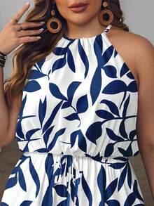 EMERY ROSE 大码休闲树叶印花连体裤，适合约会和外出