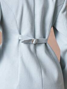 Lumalex 夸张肩部设计，收腰双排扣女士西装外套，尽显奢华新年、节日派对、婚礼季风情 - 淺藍色 - 查看 3