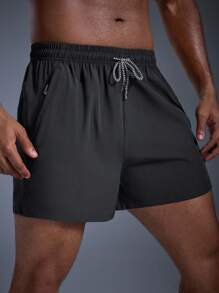 Quần short thể thao nam DRIFTMERE chống thất lạc, có túi khóa kéo, dây rút ở eo, thiết kế độc đáo, thích hợp cho mùa xuân hè. Quần short nam nhanh khô, nhẹ, lý tưởng cho phòng tập gym và thể dục, có độ co giãn cao và cảm giác thoáng mát, phù hợp cho mùa hè, phong cách thể thao năng động, thời trang thể thao. - Màu xám đen - Xem 5