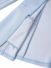 Ellevyn Women's Autumn/Winter Fashion Commuter Jacket & Sequin Decor Dress Blue Set - Blue - View 14