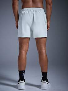 DRIFTMERE Men's Anti-Lost Drawstring Sports Shorts With Zipper Pockets - White - View 2