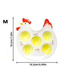 Joivida Soporte para huevos de Pascua con diseño de gallo de dibujos animados - Bandeja de cerámica para huevos para la cocina/mesa del comedor - Soporte decorativo con tema de pollito lindo - Decoración del hogar de verano, regalo para Año Nuevo, Navidad, Día de la Madre, artículos de cocina Rama, uso en fiestas, comidas familiares, suministros para restaurantes de alta gama, regalo de cumpleaños, regalo especial, decoración del hogar de verano