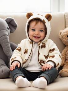 SHEIN 1pc Baby Boy Winter Fleece Hooded Jacket, Cute Bear Print, Soft & Comfortable Tops, Fashionable & Versatile Outerwear, Keeps Kids Warm & Stylish! Baby Boy Jacket Baby Coat Baby Bear Jacket Baby Boy Winter Jacket Baby Boy Jacket Baby Boy Winter Coat Boy Winter Jacket With Bear Baby Bear Coat Infant Boy Bear Clothes Cute Baby Winter Jacket Baby Boy Bear Jacket Fall - Multicolor - View 8