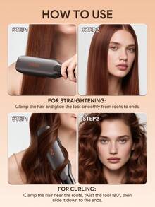 JMMO MÁY TÓC | Máy duỗi và uốn tóc 2 trong 1 với bản kẹp rộng, 8 mức nhiệt, công nghệ ion giúp giảm xơ rối, làm tóc bóng mượt hơn, dụng cụ tạo kiểu tóc cưới - Phích cắm EU - Xám - Xem 9