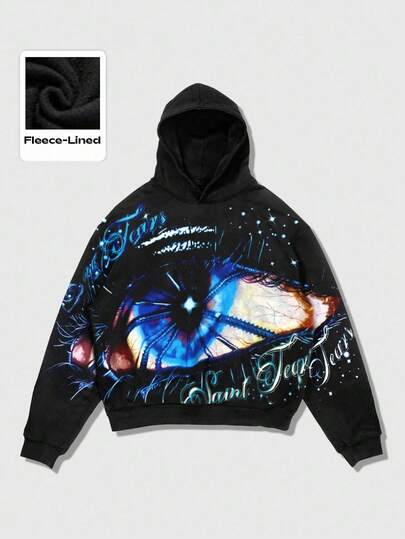 Grunge Punk Felpa con cappuccio con stampa punk d'avanguardia e strass, pullover casual da strada unisex, autunno/inverno