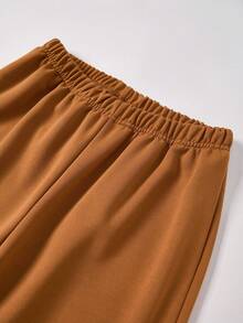 SHEIN 2pcs/Set Teenage Boy Plaid Long Sleeve Hoodie Jacket And Pants Casual Loose Outfit, Autumn/Winter Fall - Coffee Brown - View 4