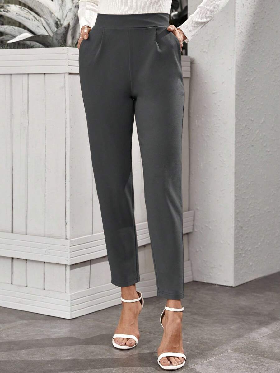 RosyDaze Plain Multicolor Tapered Cropped Women Pants For Everyday Casual Wear Business Casual Woman Pants Grey Pants Women Office Pants Elegant Pants For Women Ankle Pants - Multicolor - View 1