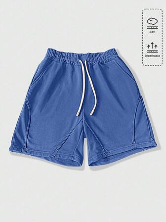 Street Life Herren einfarbige Shorts mit Kordelzug in der Taille und Taschen, locker und lässig