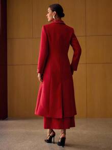 MOTF PREMIUM WOOL SEQUIN BEADED EMBROIDERY PANEL PEAK COLLAR SLANT POCKET OVERCOAT