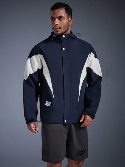  معطف كاجوال رجالي من ماركة DRIFTMERE بسحاب وسحاب للخصر، ذو لون متباين، مقنع، مناسب للشتاء والرياضات الخارجية من الربيع إلى الصيف