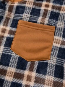 SHEIN 2pcs/Set Teenage Boy Plaid Long Sleeve Hoodie Jacket And Pants Casual Loose Outfit, Autumn/Winter Fall - Coffee Brown - View 5