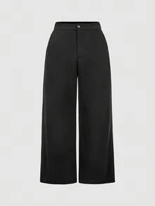 SHEIN MOD Plus Size Women's Embroidered Khaki Cropped Tank Top, Black Knit Pants Vest And Pants Set Wide Leg Pants Woman 70s Women Outfit, Embroidered Tops, Vintage Corduroy, Autumn And Winter Suits, Matching Suits Two Pieces Outfit Set Wide Leg Pants Outfit Brown Vest Outfit 70s Outfit Women Outfit Set Brown Outfit Women