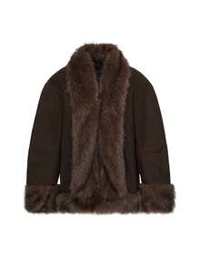 DAZY Áo khoác lông thú giả cổ vá rộng rãi cho nữ - màu nâu - Xem 8