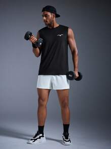 DRIFTMERE Men's Anti-Lost Drawstring Sports Shorts With Zipper Pockets - White - View 8