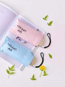 SHEIN 1 把迷你旅行遮阳伞，带保护套，小巧紧凑，防紫外线，轻便防风，适合徒步旅行