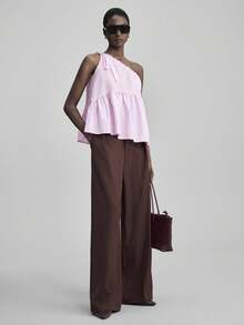 Ontre 女士秋冬斜肩蝴蝶结抽绳宽松上衣，都市通勤商务休闲衬衫，OL教师款，万圣节、圣诞派对优雅装扮 - 紫色 - 查看 2