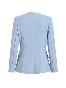 Ellevyn Women's Autumn/Winter Fashion Commuter Jacket & Sequin Decor Dress Blue Set - Blue - View 5