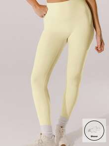 Aralina Leisurewear Active Pastel High-Rise Bottom Lift Active Buter Yellow Workout Leggings - Yellow - View 2