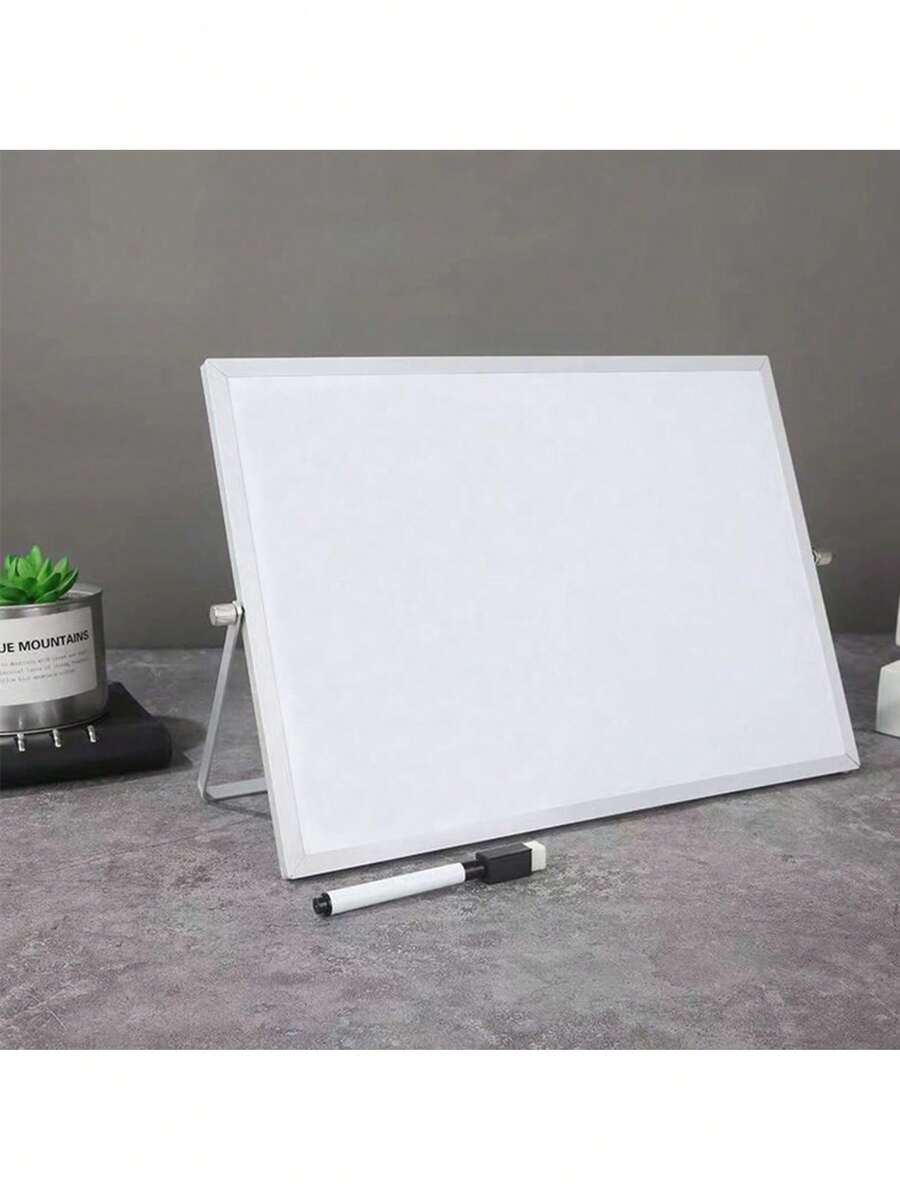 1pc Random Aluminum Alloy Frame Tabletop Whiteboard, Double-Sided Folding Magnetic Dry Erase Board, Office Supplies Back To School