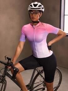 Powerista 女士渐变色短袖拉链骑行服