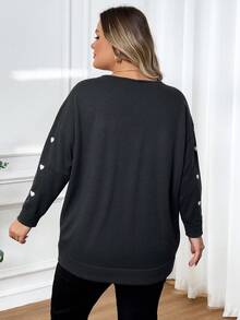 SHEIN CURVE+ Plus Size Women Heart Knitted Cardigan, French Elegant Fashion Autumn/Winter Sweater Cardigan, Off-Season Fall - Black - View 7