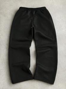 PAVTROS 男士创意字母图案刺绣针织运动裤，万圣节，万圣节派对，街头潮流黑色宽松运动裤男士阔腿运动裤男士喇叭裤