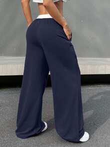 EURMUSE Women's Casual Drawstring Waist Pockets Wide Leg Sweatpants