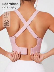 SHEIN Sports 2pcs/Set Bra Olahraga Penyerap Keringat dengan Desain Tali Silang, Kombinasi 2 Warna, Tanpa Jahitan untuk Kebugaran/Yoga - MultiWarna - View 11