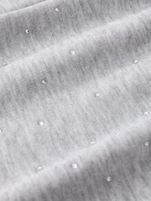 Tween Girls' Elastic Waist Solid Color Loose Straight Leg Rhinestone Embellished Casual Sweatpants Fall Winter