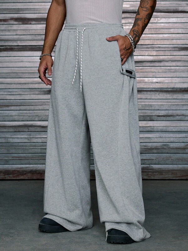 AXEPEAK Men's Drawstring Waist Pockets Wide Leg Loose Casual Sweatpants