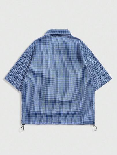 Prep Casual Loose Fit Men's Short Sleeve Patterned Shirt, College Style