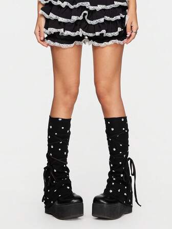 Kawaii Süße, niedliche, Süß weiche Katzenpfoten-Muster Y2K Schleife Schnürung einfarbige Damen Schulstil Anime Stulpen, geeignet für Outfit Dekoration, Anime Charakter Cosplay, JK Accessoires