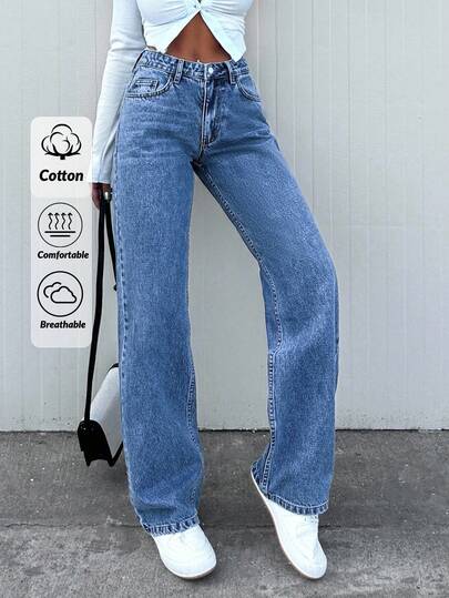 EURMUSE 100%Cotton Women's Straight Leg Jeans