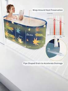 SHEIN 1pc Portable Foldable Bathtub, No Installation Required With Cover, Athletes Portable Ice Bath Tub, Multi-Layer Inflatable Cold Water Bathtub For Recovery, Independent Bathtub Suitable For Indoor, Gym And Cold Water Training Bathroom - Multicolor - View 2