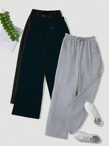 SHEIN Unity 3件套百搭简约黑、白、灰运动裤套装 - 彩色 - 查看 5