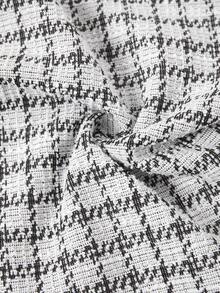 Ellevyn 女士优雅格子翻领长袖收腰夹克和裤子套装，秋季 - 黑與白 - 查看 5